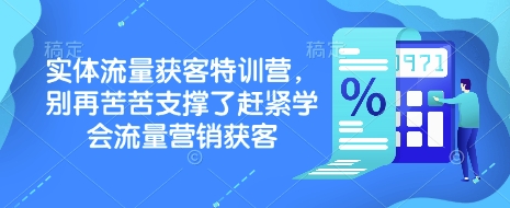 实体流量获客特训营,别再苦苦支撑了赶紧学会流量营销获客-韬哥副业项目资源网