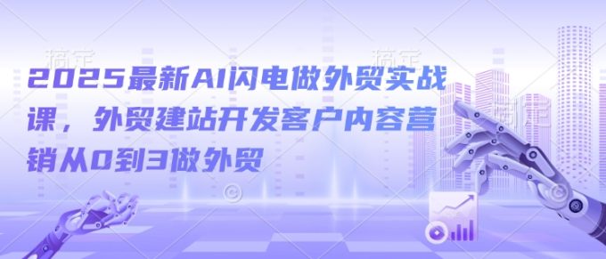 2025全新AI雷电做跨境电商实战演练课,外贸网站建设寻找客户内容运营从0到3做跨境电商-韬哥副业项目资源网