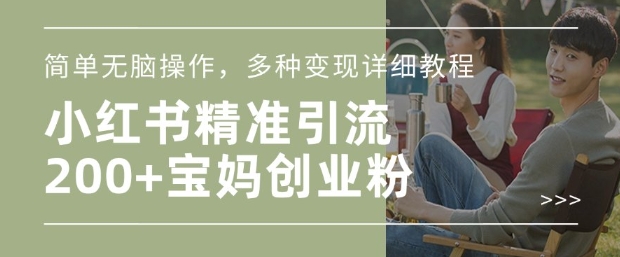 小红书的剪辑日引200 宝妈创业粉，简易没脑子实际操作，多种多样转现详尽实例教程-韬哥副业项目资源网