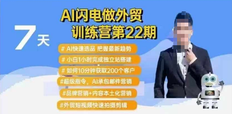 AI雷电做跨境电商夏令营第22期：Al迅速选款 新手1小时完成自建站构建 10min获得200个客户等-韬哥副业项目资源网