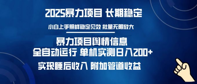 (14244期)暴力行为新项目网络舆情:全平台全自动控制 单机版日入200 完成睡后收入-韬哥副业项目资源网