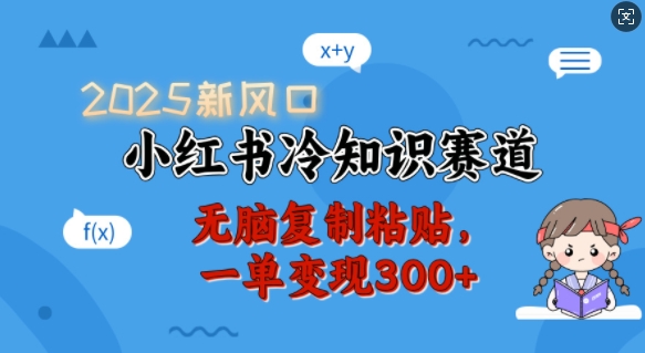 2025新蓝海，小红书的冷门知识跑道，没脑子拷贝，一单转现300-韬哥副业项目资源网