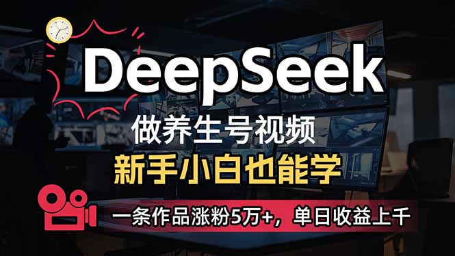 （14270期）新手用DeepSeek做健康养生号，一条著作增粉5万 ，单日盈利过千-韬哥副业项目资源网