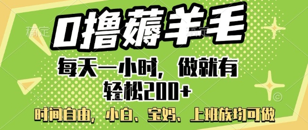 0撸撸羊毛,每天一小时,做就会有轻轻松松2张,新手宝妈妈,工薪族都可做-韬哥副业项目资源网