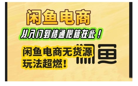 闲鱼平台电子商务实战演练课，实用教程秘笈在这里，闲鱼平台电商无货源游戏玩法最燃!-韬哥副业项目资源网