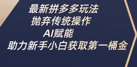 全新拼多多平台游戏玩法，抛下传统式实际操作，AI创变，助推新手入门获得第一桶金-韬哥副业项目资源网