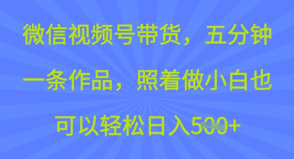 微信视频号带货,五分钟一条作品,照着做小白也可以轻松日入5张