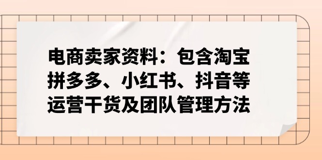 (14354期)跨境电商卖家材料:包括淘宝网、拼多多平台、小红书的、快手等经营干货知识及团队协作方式-韬哥副业项目资源网