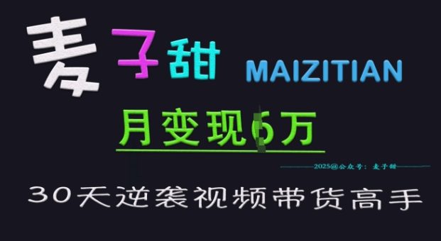 小麦甜30天逆袭视频卖货大神,单月转现6W加夏令营-韬哥副业项目资源网