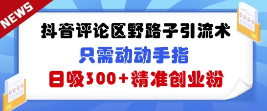 抖音评论区野路子引流术,只需动动手指,日吸300 精准创业粉