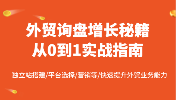 外贸询盘提高秘笈从0到1实战演练手册,自建站构建/平台选择/销售等/快速升级国际贸易业务水平-韬哥副业项目资源网
