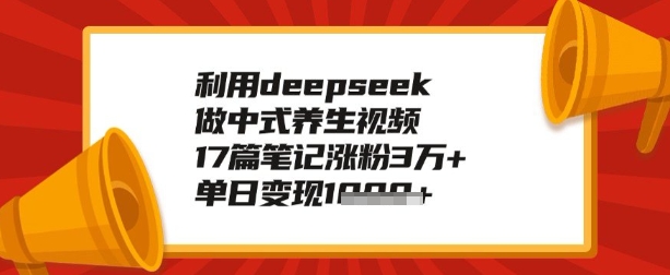 运用deepseek做健康养生跑道，教你如何制做，单日转现好几张-韬哥副业项目资源网