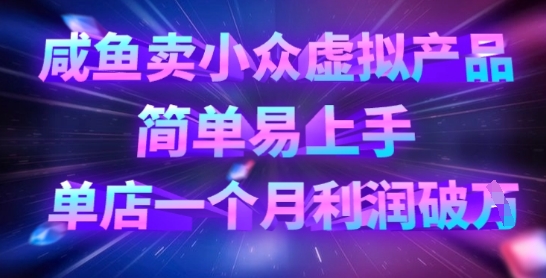 咸鱼卖冷门虚拟商品，简单易上手，门店一个月盈利破W-韬哥副业项目资源网