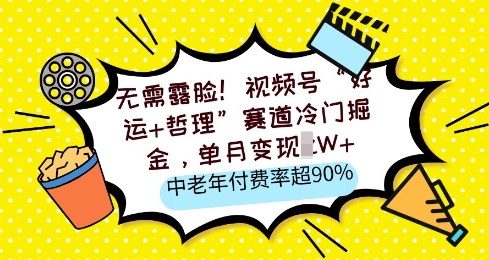 无需露脸,视频号“好运 哲理”赛道冷门掘金,单月变现2W ,中老年付费率超90%