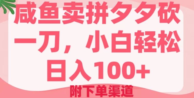咸鱼卖并夕夕砍一刀，新手轻轻松松日入100 (附提交订单方式)-韬哥副业项目资源网