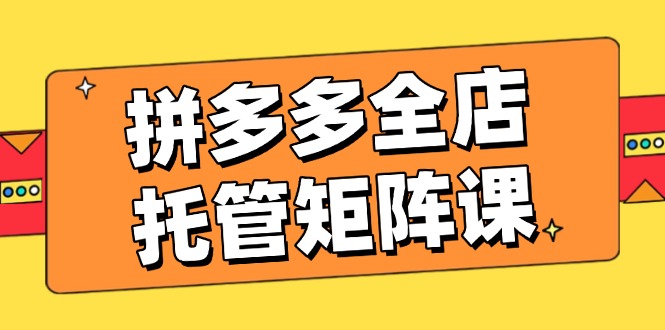 (14328期)拼多多平台店铺代管引流矩阵课,赢利促销游戏玩法,高效率方案设定,提升店铺经济效益-韬哥副业项目资源网
