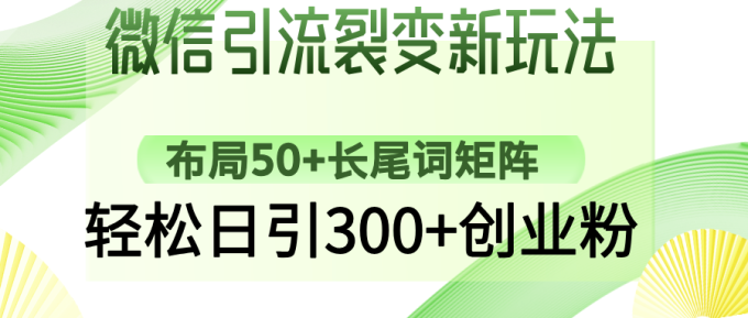 （14451期）微信加粉裂变式新模式：合理布局50 长尾关键词引流矩阵，轻轻松松日引300 自主创业粉-韬哥副业项目资源网