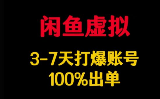 闲鱼平台虚似详细说明，3-7天打穿账户，100%开单-韬哥副业项目资源网
