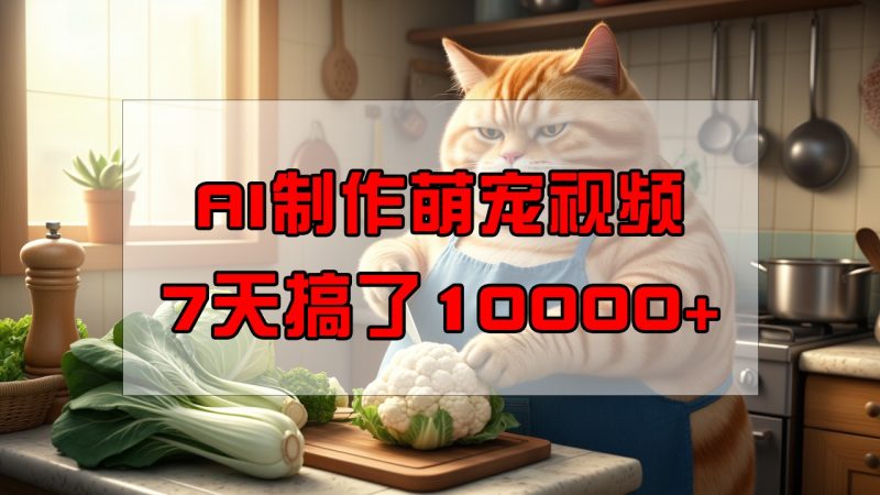 靠AI制做萌宠视频，7天做了1万 ，使用方便成本低，有手机就可以了-韬哥副业项目资源网