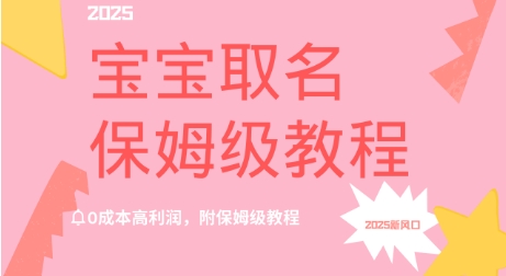 2025新风口项目宝宝取名，0成本高利润，附保姆级教程-韬哥副业项目资源网