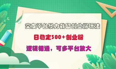交友网站暴力行为截留自主创业粉游戏玩法，日平稳300 精确自主创业粉，逻辑性互通，可全平台变大-韬哥副业项目资源网
