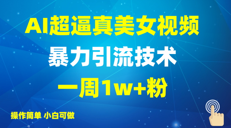 2025AI超真实美女丝袜暴力行为引流方法,一周1w 粉,使用方便小白可做,躺着赚钱视频收益-韬哥副业项目资源网