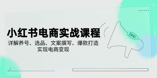 小红书电商实战课程，详解养号、选品、文案撰写、爆款打造，实现电商变现-韬哥副业项目资源网