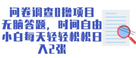 问卷调查0撸项目,无脑答题,时间自由,小白每天轻轻松松日入2张-韬哥副业项目资源网