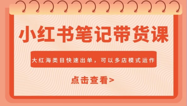小红书笔记带货课，大红海类目快速出单，市场大，可以多店模式运作-韬哥副业项目资源网