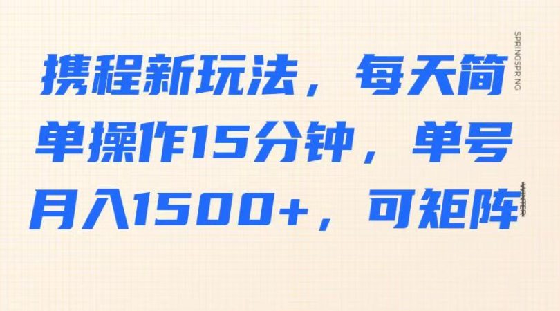 携程新玩法，每天简单操作15分钟，单号月入1500+，可矩阵-韬哥副业项目资源网