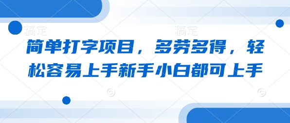 简易电脑打字新项目，能者多劳，轻轻松松易上手新手入门都可以入门-韬哥副业项目资源网