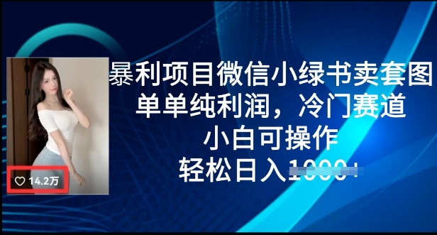 暴利项目微信小绿书卖套图,单单纯利润,冷门赛道, 小白可操作,轻松日入多张
