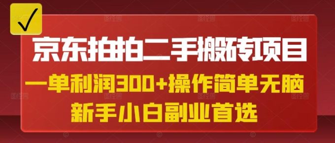 京东拍拍二手搬砖项目,一纯粹盈利3张,使用方便,新手兼职副业优选-韬哥副业项目资源网
