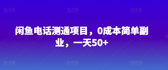 闲鱼平台手机测通新项目，0成本费简易第二职业，一天50-韬哥副业项目资源网