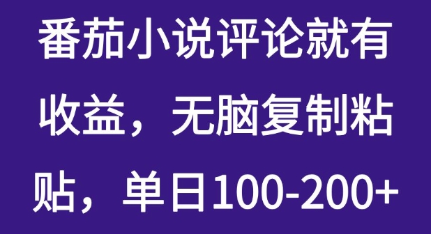 番茄小说评价就会有盈利，没脑子拷贝，单日100-200-韬哥副业项目资源网