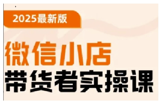 2025最新版微信小商店卖货者实操课，基本操作到高级运营方法，快速入门-韬哥副业项目资源网