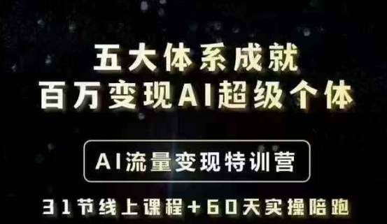五大体系造就上百万转现AI超级个体- AI数据流量变现夏令营，一步一步教大家一个人怎么年收入百W-韬哥副业项目资源网