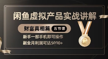 精品！闲鱼虚拟产品实战讲解，新手一部手机即可操作，副业月利润可达5k+-韬哥副业项目资源网