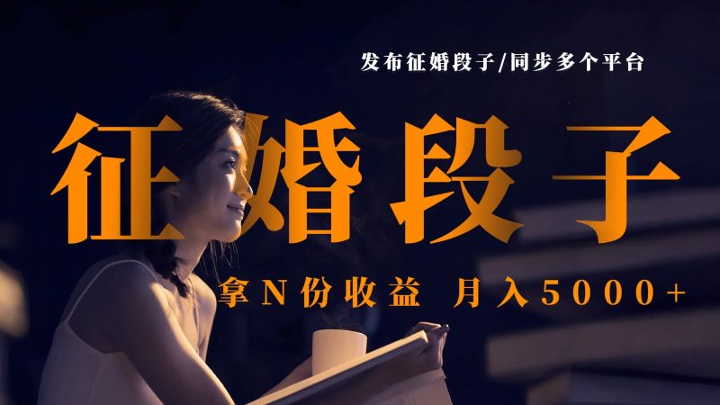 公布征婚交友搞笑段子，同歩各个平台，拿N份盈利，月入5000-韬哥副业项目资源网