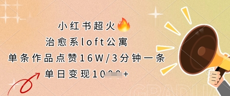 小红书的超火的治愈系动漫loft公寓楼，一条著作关注点赞16W，3min一条，单日转现多张-韬哥副业项目资源网
