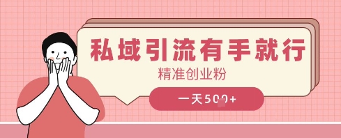 私域引流有手就行，日引500 精确自主创业粉-韬哥副业项目资源网