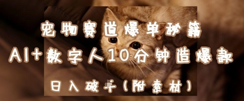 小宠物跑道打造爆款秘笈:AI 虚拟数字人10min造爆品,日入1k-韬哥副业项目资源网
