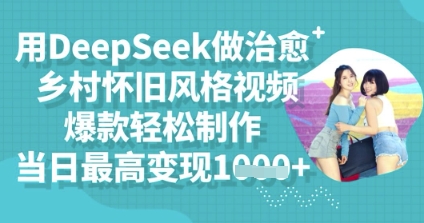 用DeepSeek做痊愈农村怀旧风格短视频，爆品轻轻松松制做，当日最大转现好几张-韬哥副业项目资源网