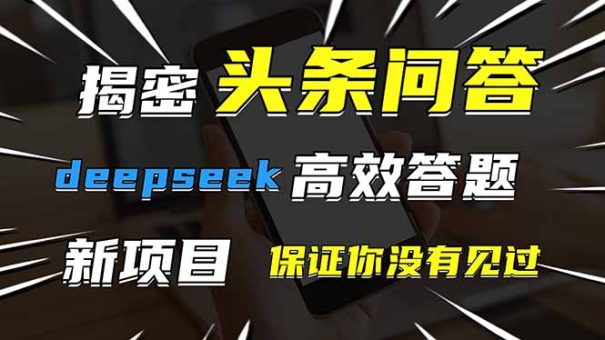 (14480期)头条问答,刚出的新玩法!保证你没见过!用DeepSeek去高效答题,一个账…-韬哥副业项目资源网