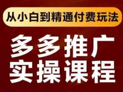 拼多多推广实操课程,从小白到熟练付钱游戏玩法-韬哥副业项目资源网