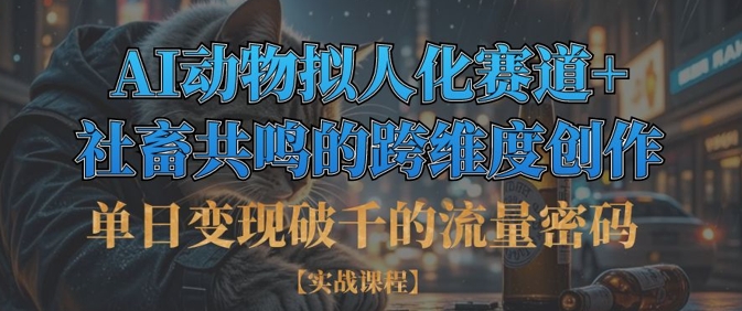 单日转现破千平台流量登陆密码，AI小动物拟人跑道 死宅感同身受的跨维度写作-韬哥副业项目资源网