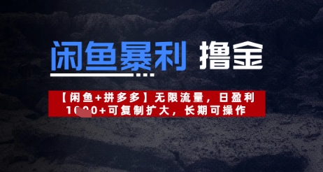 闲鱼平台爆利撸金不限流量，日赢利多张，复制推广扩张，长期性易操作-韬哥副业项目资源网