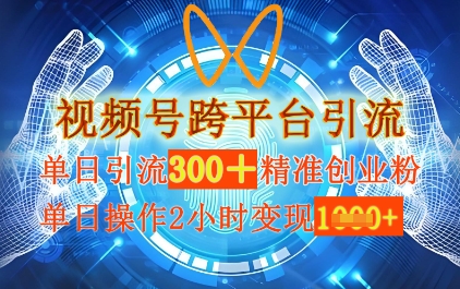微信视频号跨平台推广，单日实际操作2钟头，单日引流方法300 精确自主创业粉，单日转现多张-韬哥副业项目资源网