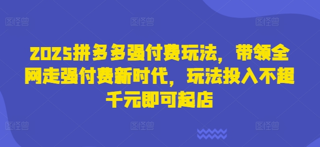 2025拼多多平台强付钱游戏玩法，领着各大网站走高付钱新时期，游戏玩法资金投入不超过千块就可以出单-韬哥副业项目资源网