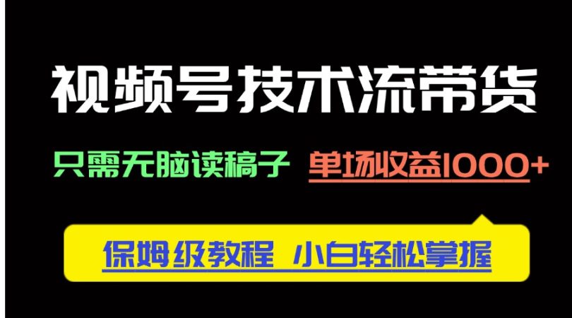 （14476期）视频号技术流带货，只需无脑读稿子，单场收益1000+ 保姆级教程，小白轻…-韬哥副业项目资源网